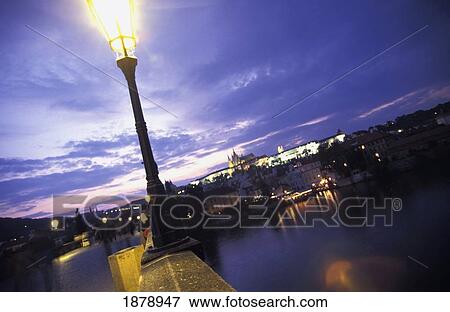 Street Lamp On Charles Bridge And Prague Castle At Dusk View Large Photo Image Stock Photo - Street Lamp On Charles Bridge And Prague Castle At Dusk. Fotosearch