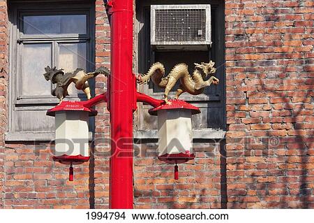 Picture - Street Lamps In Chinatown, Vancouver, British Columbia, Canada. Fotosearch