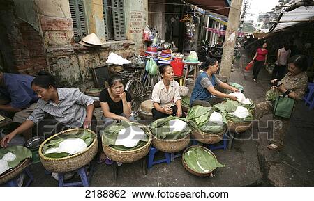 Stock Image - Street Life In The Old Quater Hanoi Vietnam. Fotosearch