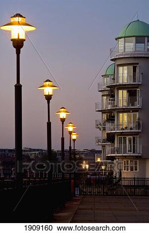 Street Lights In Rotherhithe, London, England, Uk View Large Photo Image Stock Image - Street Lights In Rotherhithe, London, England, Uk. Fotosearch