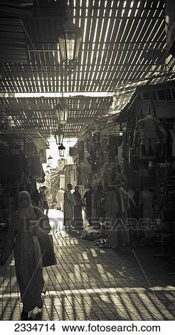 Picture - Street Market; Marrakech, Morocco. Fotosearch