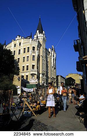 Street Market On Adrevski Street, Kiev, Ukraine. View Large Photo Image Stock Photography - Street Market On Adrevski Street, Kiev, Ukraine.. Fotosearch