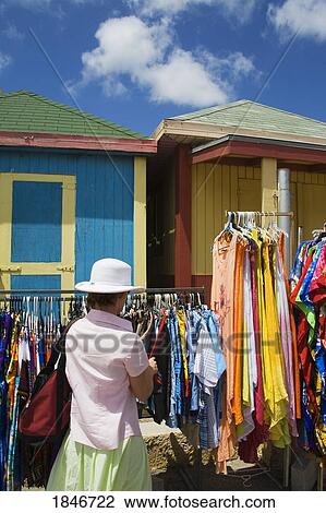 Stock Image - Street Market; Oranjestad, Aruba Island, Kingdom Of The Netherlands.. Fotosearch