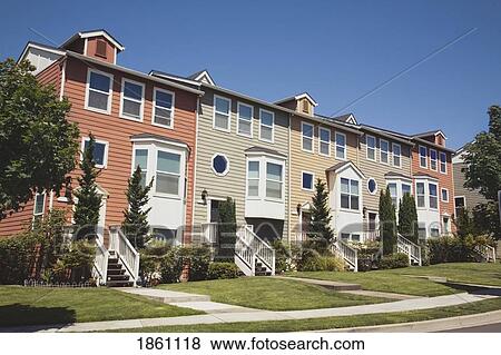 Street Of Terraced Houses View Large Photo Image Stock Photo - Street Of Terraced Houses. Fotosearch