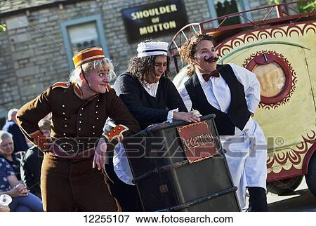 Stock Photo - Street performers, Hebden Bridge; Yorkshire, England. Fotosearch
