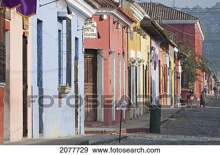 Stock Photo - Street Scene, Antigua Guatemala, Sacatep. Fotosearch