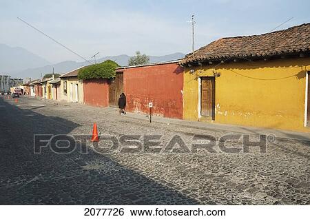 Stock Photograph - Street Scene, Antigua Guatemala, Sacatep. Fotosearch