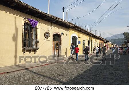 Stock Photography - Street Scene, Antigua Guatemala, Sacatep. Fotosearch