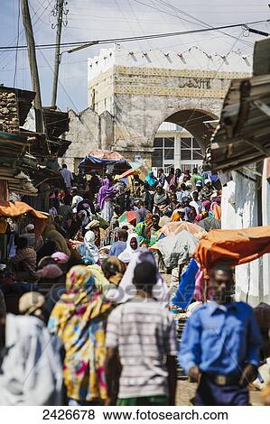Street scene around the old city of Harar in Eastern Ethiopia; Harar, Ethiopia View Large Photo Image Stock Photo - Street scene around the old city of Harar in Eastern Ethiopia; Harar, Ethiopia. Fotosearch