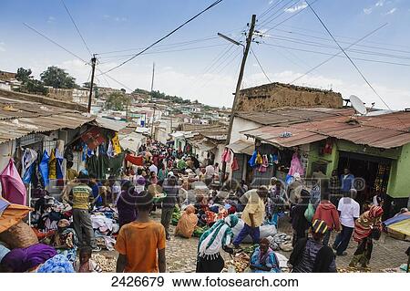 Stock Photo - Street scene around the old city of Harar in Eastern Ethiopia; Harar, Ethiopia. Fotosearch