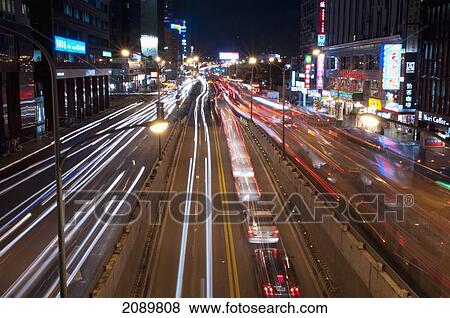 Stock Photo - Street Scene At Night In Taipei, Taiwan, Asia. Fotosearch