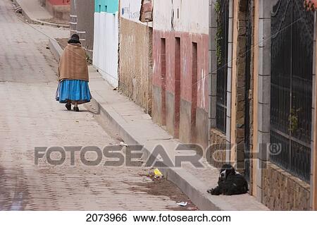 Stock Photograph - Street Scene, Copacabana, La Paz Department, Bolivia. Fotosearch