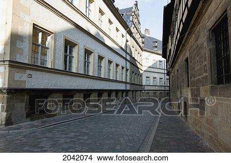 Picture - Street Scene In Domberg, Bamberg, Bavaria, Germany. Fotosearch