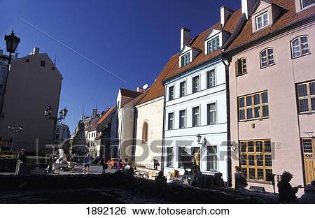 Stock Photograph - Street Scene In Old Town. Fotosearch