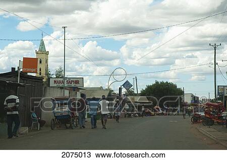 Stock Image - Street Scene In Sakaraha, Toliara Province, Madagascar. Fotosearch