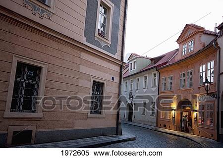 Street Scene In The Castle District At Dusk, Prague, Czech Republic View Large Photo Image Stock Photography - Street Scene In The Castle District At Dusk, Prague, Czech Republic. Fotosearch