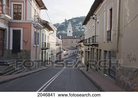 Stock Image - Street Scene In The Historical District, Quito, Pichincha, Ecuador. Fotosearch
