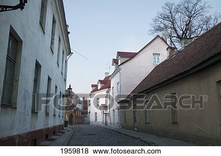 Stock Photo - Street Scene In The Old Town Of Tallinn, Estonia. Fotosearch