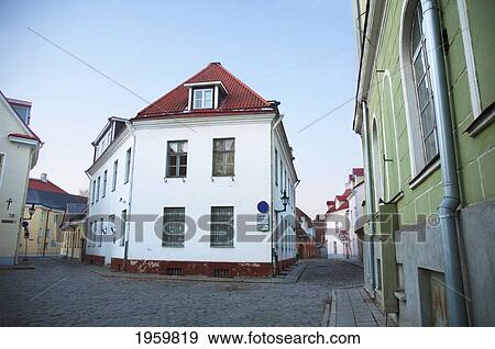 Stock Photo - Street Scene In The Old Town Of Tallinn, Estonia. Fotosearch