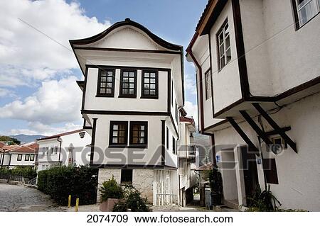 Stock Photo - Street Scene In The Old Town, Ohrid, Macedonia. Fotosearch