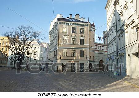 Street Scene In The Old Town, Riga, Latvia View Large Photo Image Stock Photo - Street Scene In The Old Town, Riga, Latvia. Fotosearch