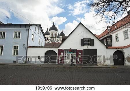 Stock Photograph - Street Scene In The Old Town, Tallinn, Estonia. Fotosearch