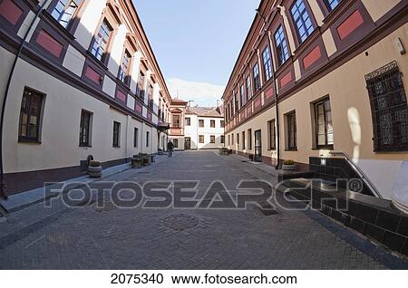 Stock Image - Street Scene In The Old Town, Vilnius, Lithuania. Fotosearch