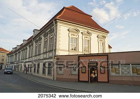 Stock Image - Street Scene In The Old Town, Vilnius, Lithuania. Fotosearch