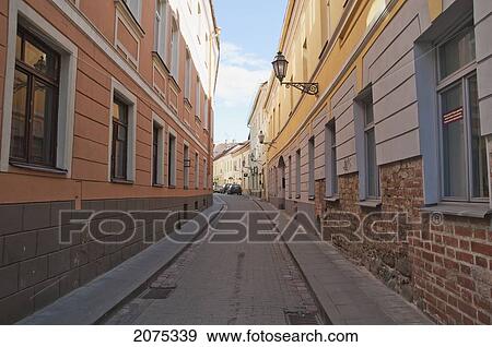 Street Scene In The Old Town, Vilnius, Lithuania View Large Photo Image Stock Photo - Street Scene In The Old Town, Vilnius, Lithuania. Fotosearch