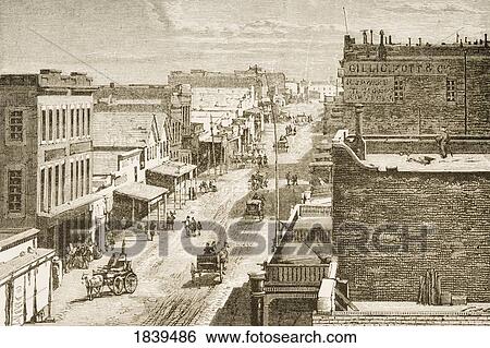 Stock Photograph - Street Scene In Virginia City, Nevada In 1870S. From American Pictures Drawn With Pen And Pencil By Rev Samuel Manning Circa 1880. Fotosearch