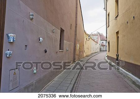 Stock Photograph - Street Scene The Old Town, Vilnius, Lithuania. Fotosearch