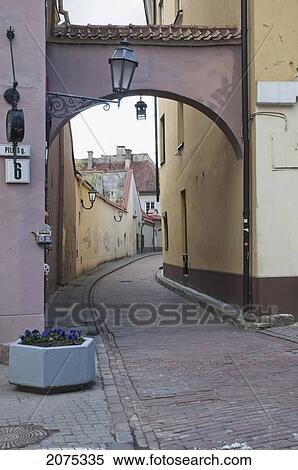 Stock Photography - Street Scene The Old Town, Vilnius, Lithuania. Fotosearch