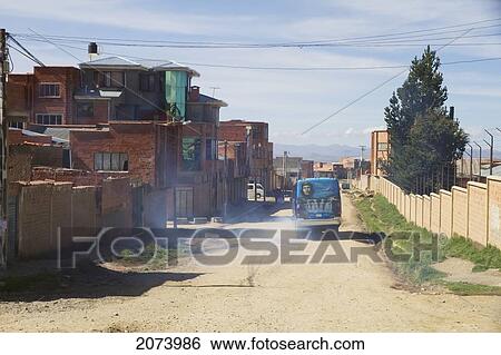 Street Scene With A Bus, El Alto, La Paz, Bolivia View Large Photo Image Stock Photograph - Street Scene With A Bus, El Alto, La Paz, Bolivia. Fotosearch