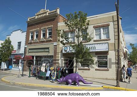 Street Scene With Dinosaur, Drumheller, Alberta, Canada View Large Photo Image Picture - Street Scene With Dinosaur, Drumheller, Alberta, Canada. Fotosearch