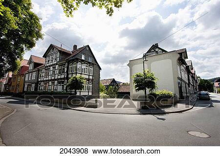 Street Scene With Half-Timbered Buildings, Goslar, Germany View Large Photo Image Stock Photo - Street Scene With Half-Timbered Buildings, Goslar, Germany. Fotosearch
