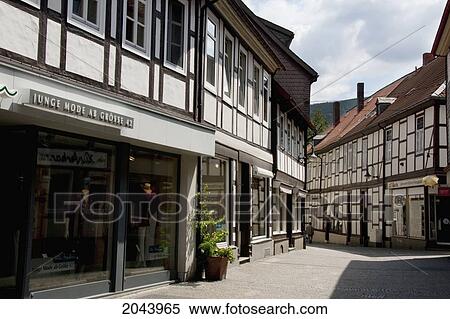 Street Scene With Half-Timbered Buildings, Goslar, Germany View Large Photo Image Stock Photography - Street Scene With Half-Timbered Buildings, Goslar, Germany. Fotosearch