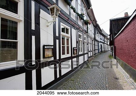 Stock Photography - Street Scene With Half-Timbered Buildings, Goslar, Germany. Fotosearch
