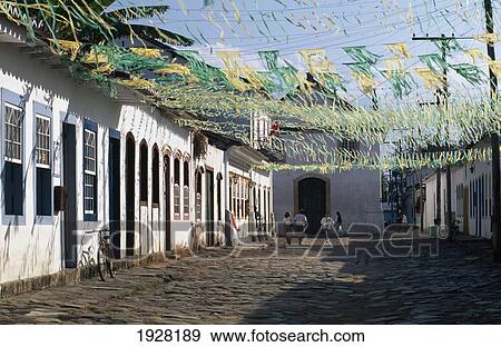 Street Scene With People, Old Houses View Large Photo Image Stock Photo - Street Scene With People, Old Houses. Fotosearch