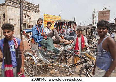Stock Photograph - Street Scene With Rickshaws, Sasaram, Bihar, India. Fotosearch