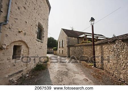 Stock Photo - Street Scene With Stone Houses, Provins, Seine-Et-Marne, France. Fotosearch