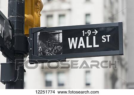 Picture - Street sign for Wall Street; New York City, New York, United States of America. Fotosearch