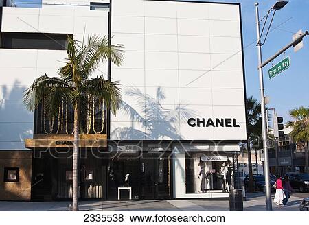 Stock Photo - Street View With Fashionable Clothing Store; California, Usa. Fotosearch