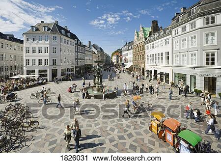 Stroget, Copenhagen, Denmark; Pedestrian Shopping Street View Large Photo Image Stock Image - Stroget, Copenhagen, Denmark; Pedestrian Shopping Street. Fotosearch