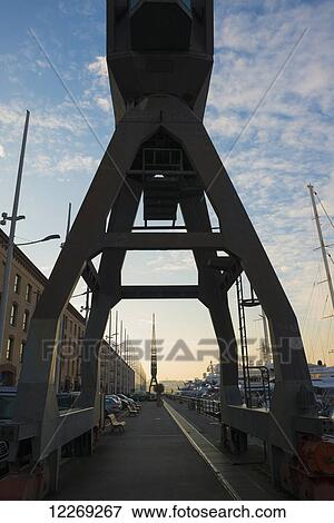 Stock Photo - Structure for a crane in the harbour; Genoa, Liguria, Italy. Fotosearch