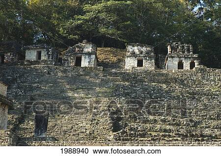 Stock Image - Structures On The Acropolis, Bonampak, Chiapas, Mexico. Fotosearch