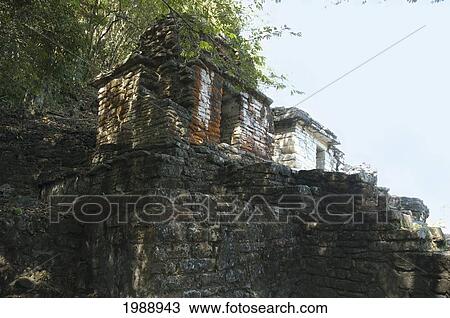 Stock Image - Structures On The Acropolis, Bonampak, Chiapas, Mexico. Fotosearch