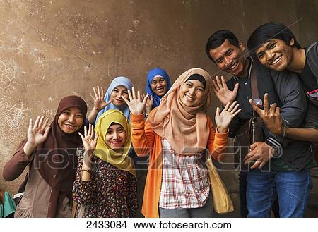 Picture - Students at the Taman Sari Water Castle, Yogyakarta, Java Island, Indonesia. Fotosearch