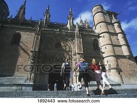 Stock Image - Students Outside New Cathedral. Fotosearch
