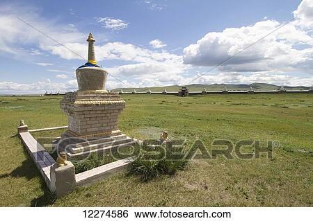 Stock Photograph - Stupa outside Erdene Zuu Monastery, Karakorum (Kharkhorin),? vÃƒÆ’Ã‚Â·rkhangai Province, Mongolia. Fotosearch