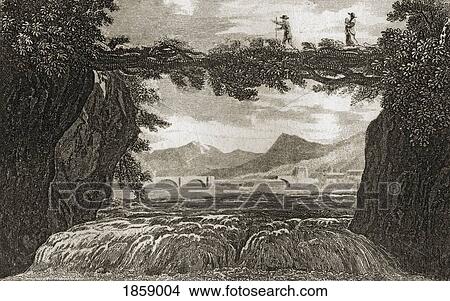 Picture - Subterranean Disappearance Of The Rhone, Near Geneva. Engraved By Hay After Craig. From The Book The Gallery Of Nature And Art Volume Ii. Published London C. 1823.. Fotosearch